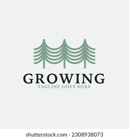 Logotipo de crecimiento creativo combinación con idea de diseño de iconos de pinares
