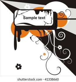 Creative grunge background with flowers and frame for the text