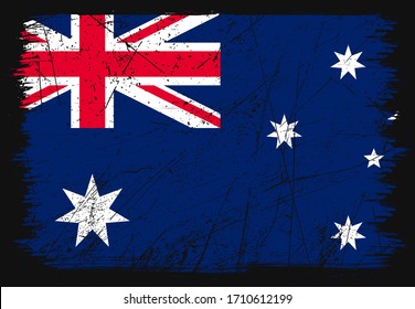 Creative Grunge flag of Australia country. Happy independence day of Australia. Brush flag on shiny black background