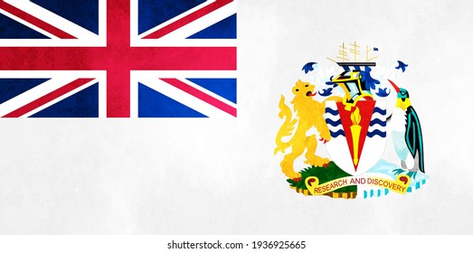 Creative grunge flag of British Antarctic Territory country with shining background