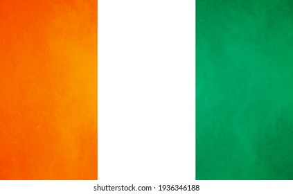 Creative grunge flag of Cote dIvoire country with shining background