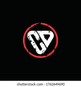 creative grunge letter c d logo vector