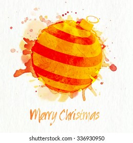Creative grungy Xmas Ball made by color splash for Merry Christmas celebration.