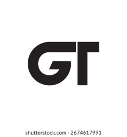 Creative GT letter logo design in bold black typography on a clean white background, modern minimalist style ideal for branding, business identity, monogram design, and graphic projects.