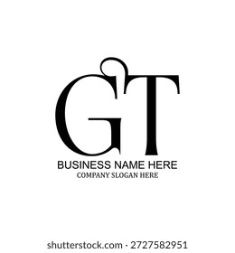 Diseño creativo del logotipo de GT, marca minimalista moderna, icono único de GT, identidad profesional de GT, identidad visual versátil y limpia