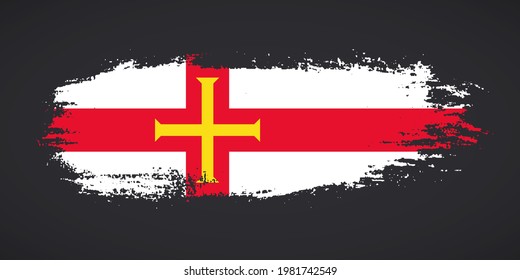 Creative Guernsey Country Grungy Brush Flag For Liberation Day