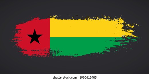 Creative Guinea-Bissau country grungy brush flag for independence day