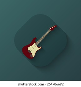 Creative guitar icon. Flat. Shadow. Poster. Vector illustration for your design