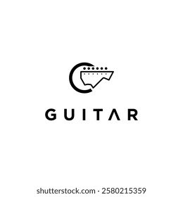 Creative guitar logo design with modern concept premium vector