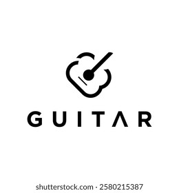 Creative guitar logo design with modern concept premium vector