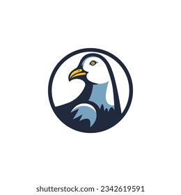 creative gull bird round icon logo illustration