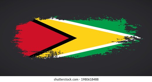 Creative Guyana country grungy brush flag for independence day