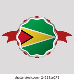 Emblema de etiqueta engomada de bandera de Guyana creativa