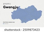 Creative Gwangju Map with Spiral Pattern. South Korea regional map series