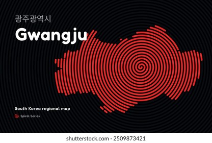 Mapa de Gwangju Criativo com Padrão de Espiral. Série de mapas regionais da Coreia do Sul