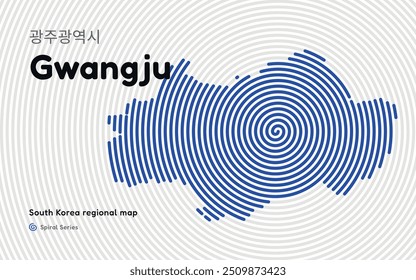 Kreative Gwangju Karte mit Spiralmuster. Südkorea-Regionalkarte