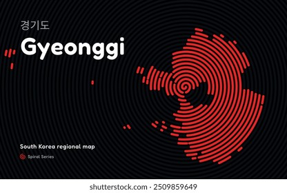 Creative Gyeonggi Map with Spiral Pattern. South Korea regional map series