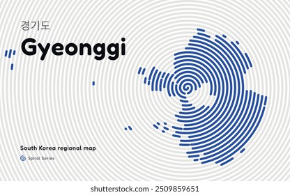 Creative Gyeonggi Map with Spiral Pattern. South Korea regional map series