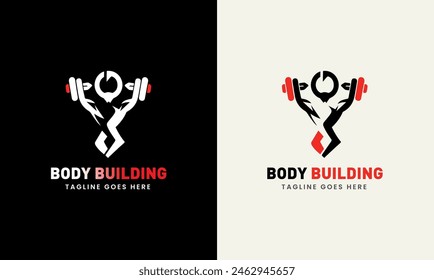 Creative Gym, fitness bodybuilding, logo icon sample, Sport man concept Vector illustration Template