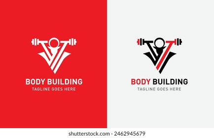 Creative Gym, fitness bodybuilding, logo icon sample, Sport man concept Vector illustration Template