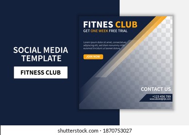 Creative Gym and Fitness social media post template banner design. Banner promotion. online advertising design vector