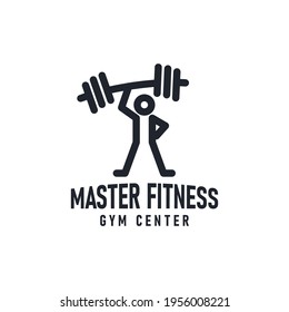 Creative Gym Logo Concept with A Person Who is Lifting a Barbell with One Hand.