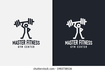 Creative Gym Logo Concept with A Person Who is Lifting a Barbell with One Hand.