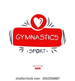 Creative (gymnastics) Sport sticker, logo template, vector illustration.