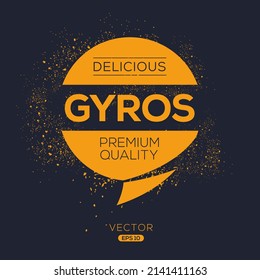 Logo creativo (Gyros), pegatina Gyros, ilustración vectorial.