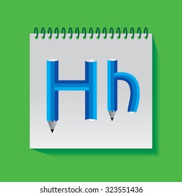 creative H alphabet created with pencil vector illustration 