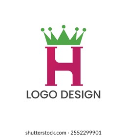 Creative H Crown Logo Design Template