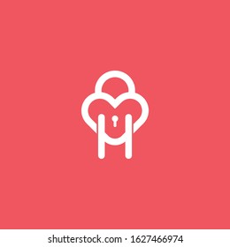 Creative H Heart lock monogram 