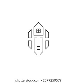 creative h home logo design with black color
