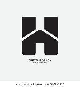 Creative H with home shape modern simple unique logo design
