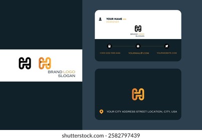 creative H latter logo design with business card design, simple professional business card template, colorful visiting card, black and white template