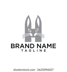 Creative H letter design with rabbit face element, symbolizing agility and innovation.