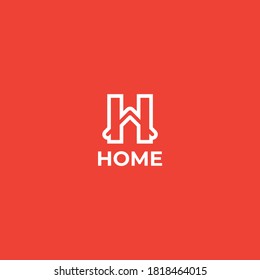 Creative H letter with Home illustration logo