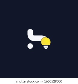 Creative h letter with lamp logo template design. Lowercase modern light bulb idea, emblem, symbol, icon in yellow. Can be used for business company, websites, brochures, posters, app, web site, UI.