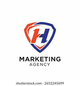 Logotipo da carta H criativo com cores azul e laranja vibrantes, perfeito para marketing, branding, agências digitais e identidade empresarial moderna.