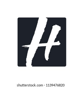 Creative h letter vector logo design. Handwritten text with paint brush texture. Monogram vector sign. Character logotype symbol. Icon design