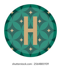 A creative H logo featuring a subtle green floral motif with golden accents. Ideal for premium branding, exclusive stationery, or upscale product labels.