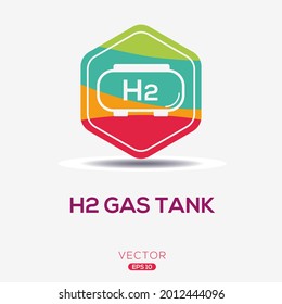 Icono creativo (tanque de gas H2), signo vector.