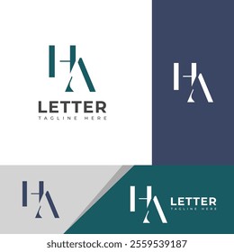 Creative HA, AH letter logo design template elements. Modern abstract digital alphabet letter logo