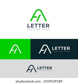 Creative HA, AH letter logo design template elements. Modern abstract digital alphabet letter logo