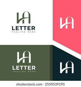 Creative HA, AH letter logo design template elements. Modern abstract digital alphabet letter logo