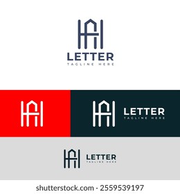 Creative HA, AH letter logo design template elements. Modern abstract digital alphabet letter logo