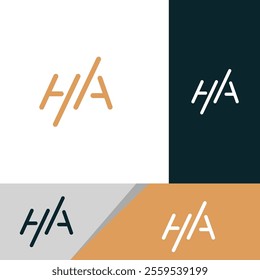 Creative HA, AH letter logo design template elements. Modern abstract digital alphabet letter logo