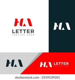 Creative HA, AH letter logo design template elements. Modern abstract digital alphabet letter logo