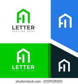 Creative HA, AH letter logo design template elements. Modern abstract digital alphabet letter logo