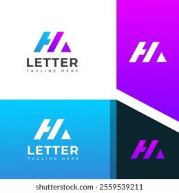 Creative HA, AH letter logo design template elements. Modern abstract digital alphabet letter logo